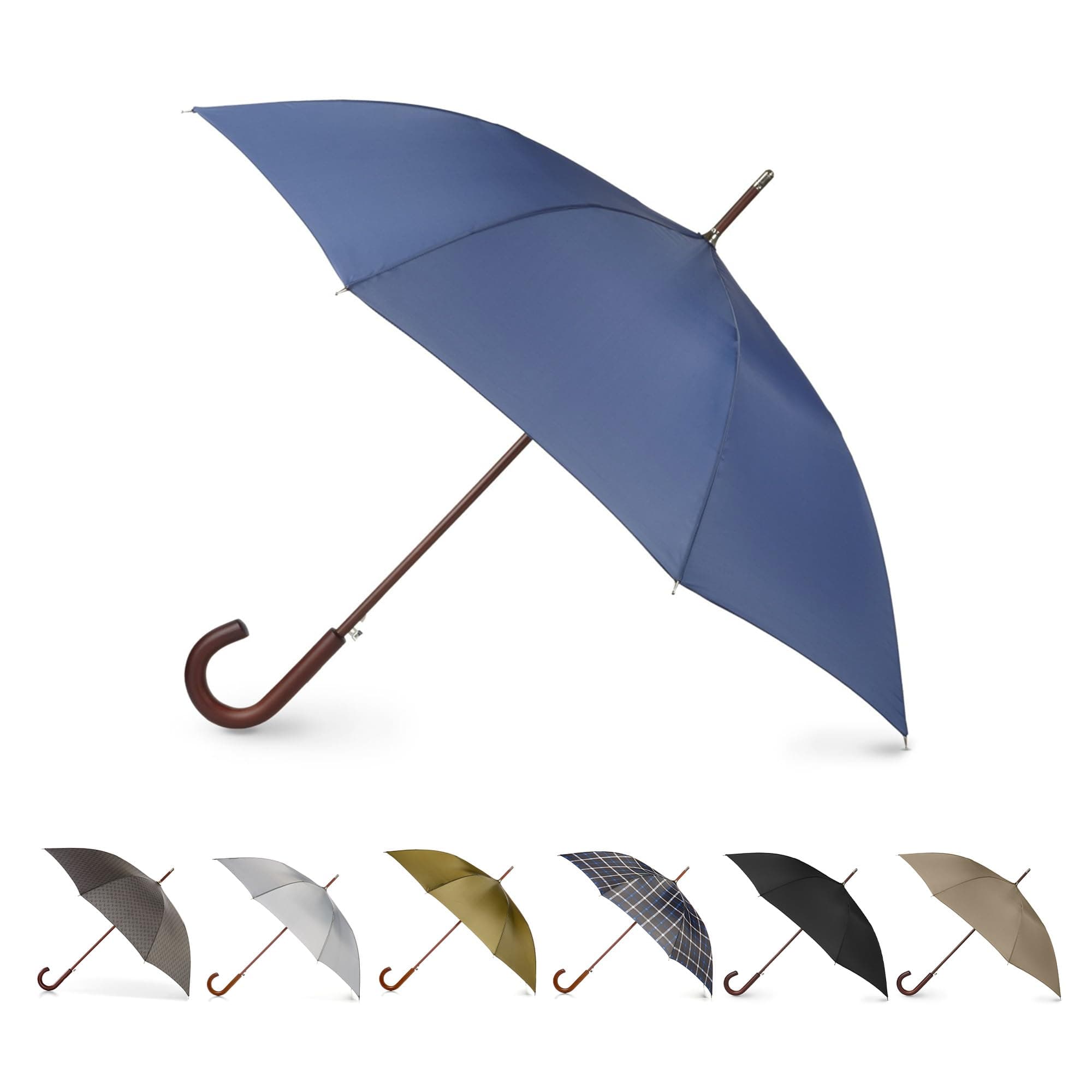 Tote's Men's Eco Auto Open Wooden Handle J Stick Umbrella