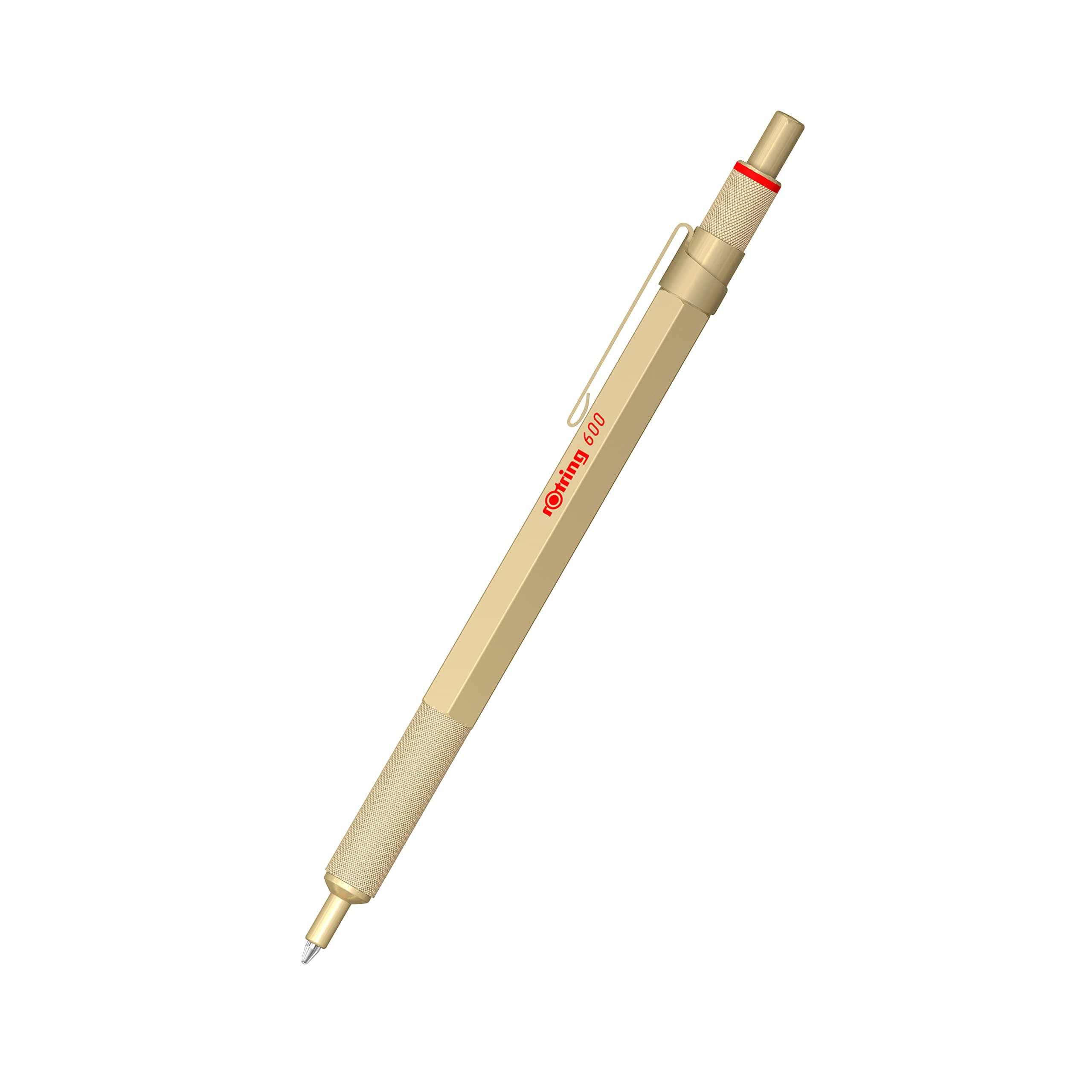 Rotring 600 Metallic Ballpoint Pen Medium Point Black Ink Gold Barrel with Non-Slip Knurled Grip Refillable 1 Count