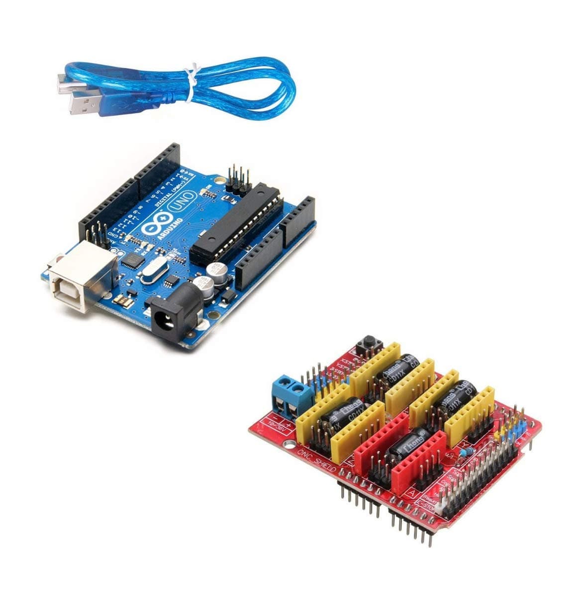 Uno R3 Atmega328p With Usb Cable and CNC Expansion Board A4988 Driver Board for Arduino, Multi Colour