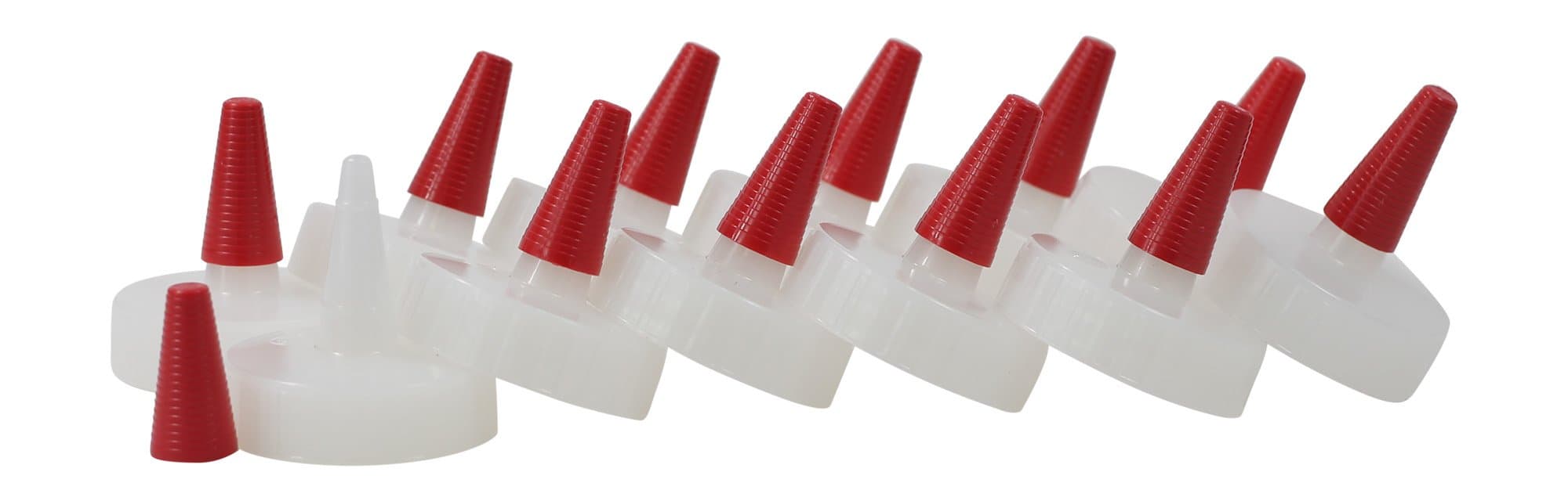 Pinnacle Mercantile Condiment Squeeze Bottle Caps Only 38-400 Long Nozzle/Red Tip Replacements Cover Set of 12