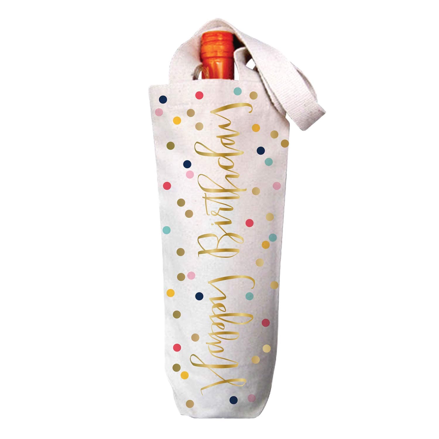 Creative Brands Slant Collections - Canvas Wine Tote, 3.75 x 8-Inches, Happy Birthday,10-03932-001