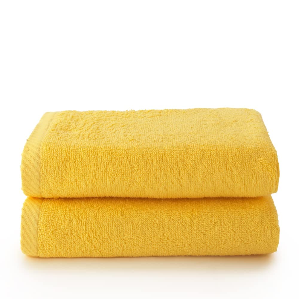 Top Towel - Plus - Large Bath Towels - Bathroom Towels - 2 Face or Bidet Towels - 30 x 50 cm - 100% Cotton - Lemon
