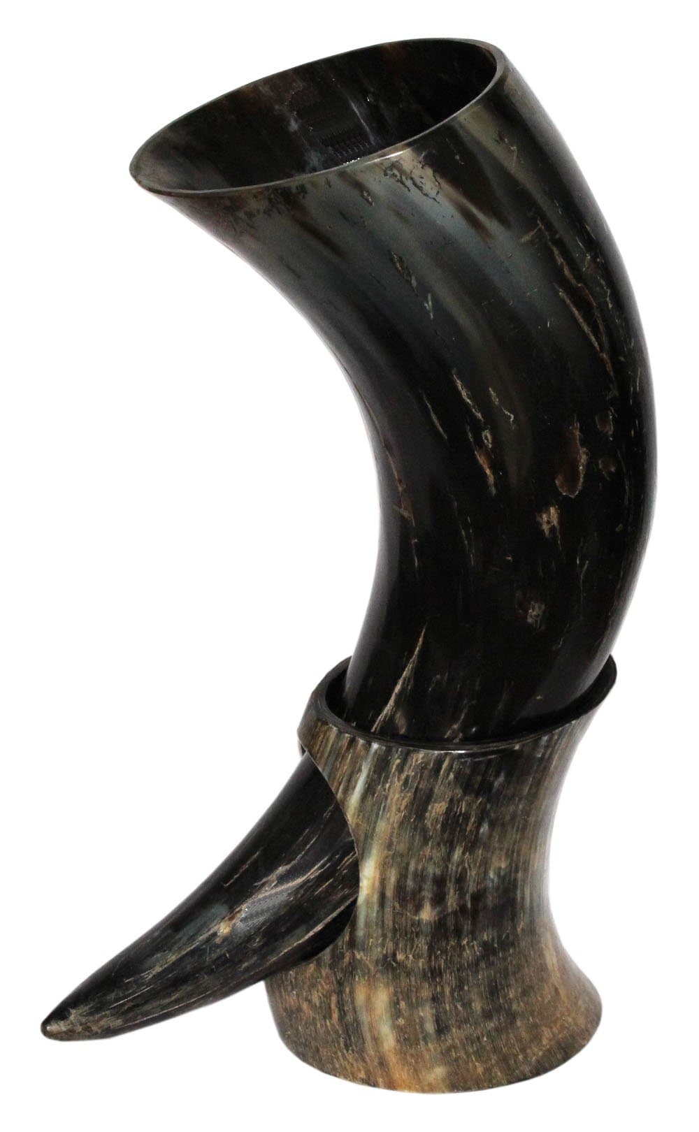 Vikings Valhalla's natural biggest Drinking Horn Tankard Authentic Medieval Inspired drinking horn with stand