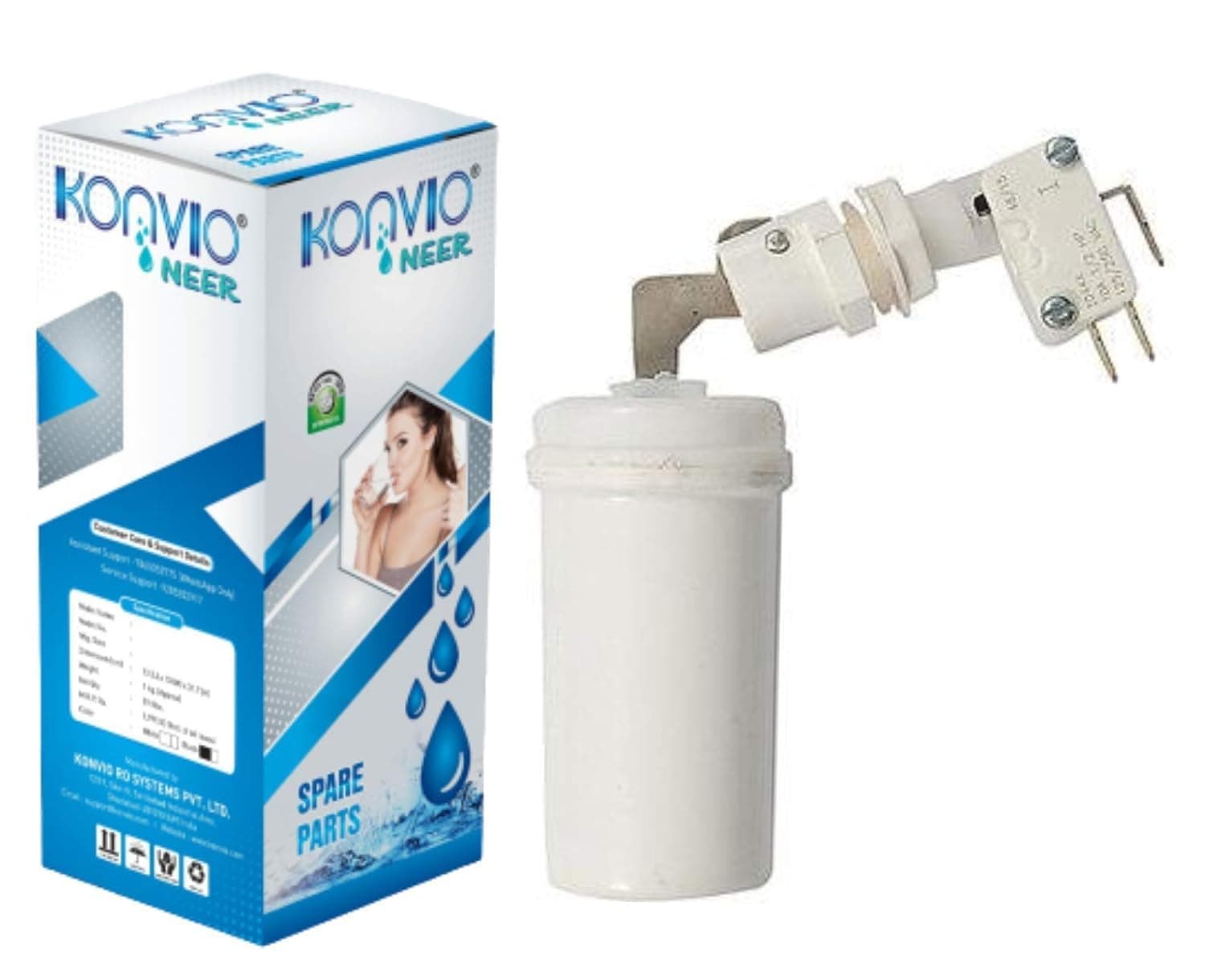 KONVIO NEER Water Purifier Float Valve with Auto Cut Off Switch (3-Pin) for RO Models Bottom Water Tank