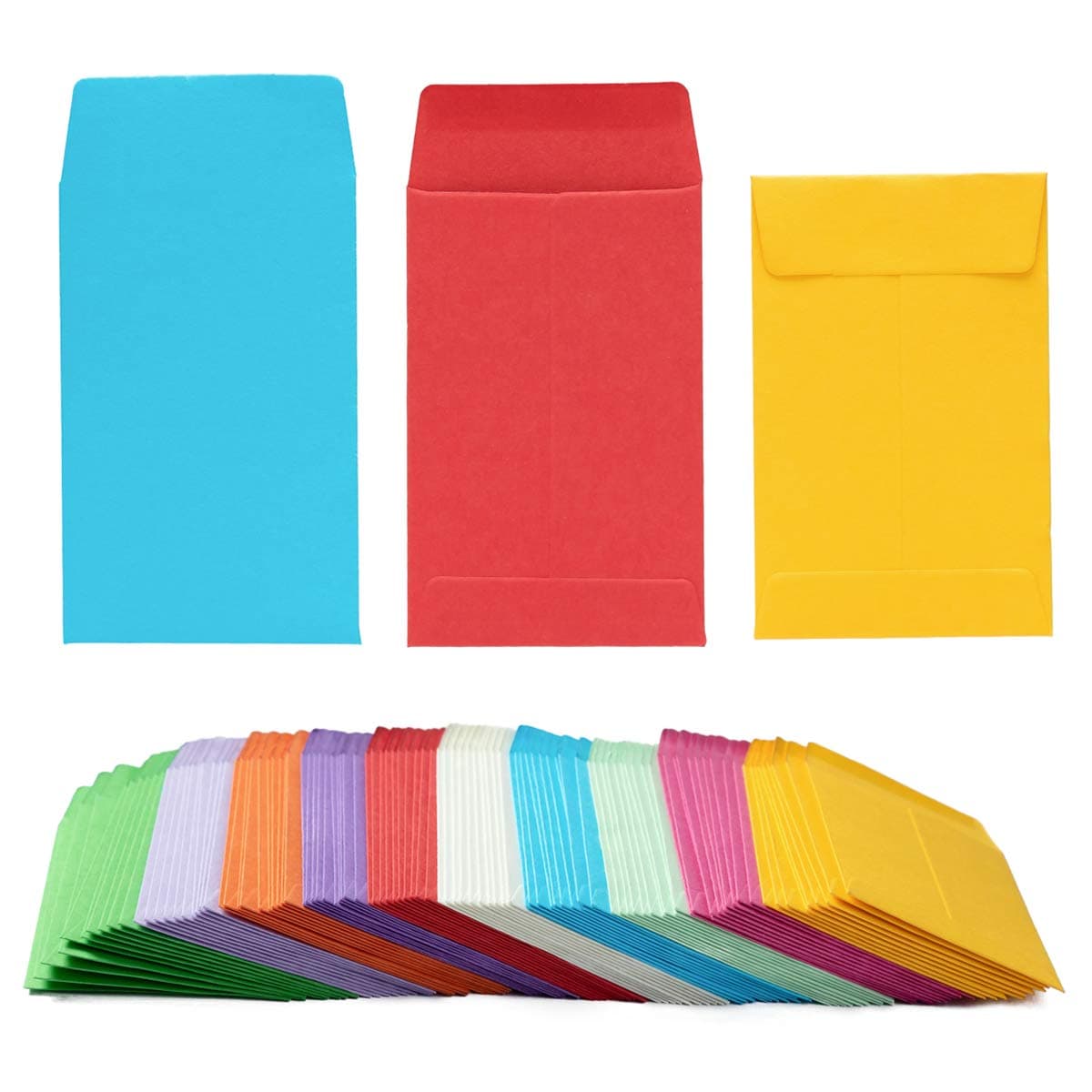 Homtable 100 Pack Colorful Small Coin Envelopes Self-Adhesive Seed Envelopes Mini Parts Small Items Stamps Storage Packets Envelopes for Garden, Office or Wedding Gift (2.25×3.5 inch)
