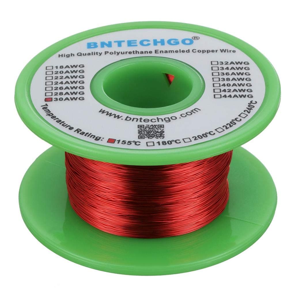 BNTECHGO 30 AWG Magnet Wire - Enameled Copper Wire - Enameled Magnet Winding Wire - 4 oz - 0.0098" Diameter 1 Spool Coil Red Temperature Rating 155℃ Widely Used for Transformers Inductors