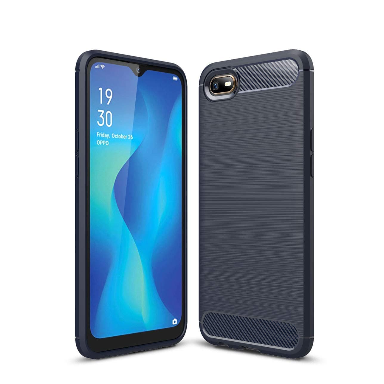 GarHold Oppo A1K case,Realme C2 case,Silicone Shockproof Cover Durable Ultra Thin Carbon Fiber Soft Protection case for Oppo A1K / Realme C2 (Blue)