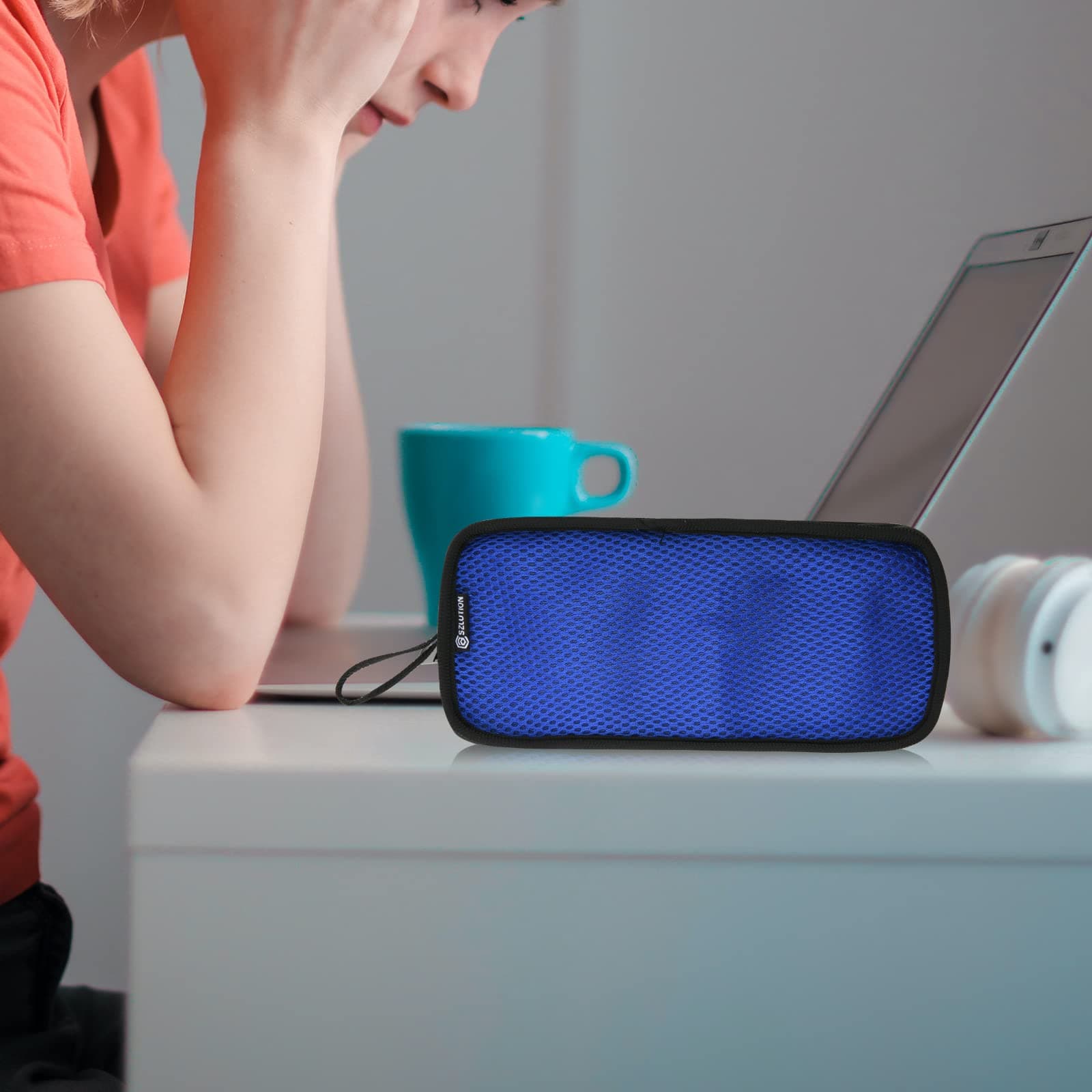 Cable Organizer Case Bag Portable Travel Computer Accessories Organizer Zipper Mesh Pouch for Laptop Mouse, Power Bank, USB, Adapter, Charger-Blue