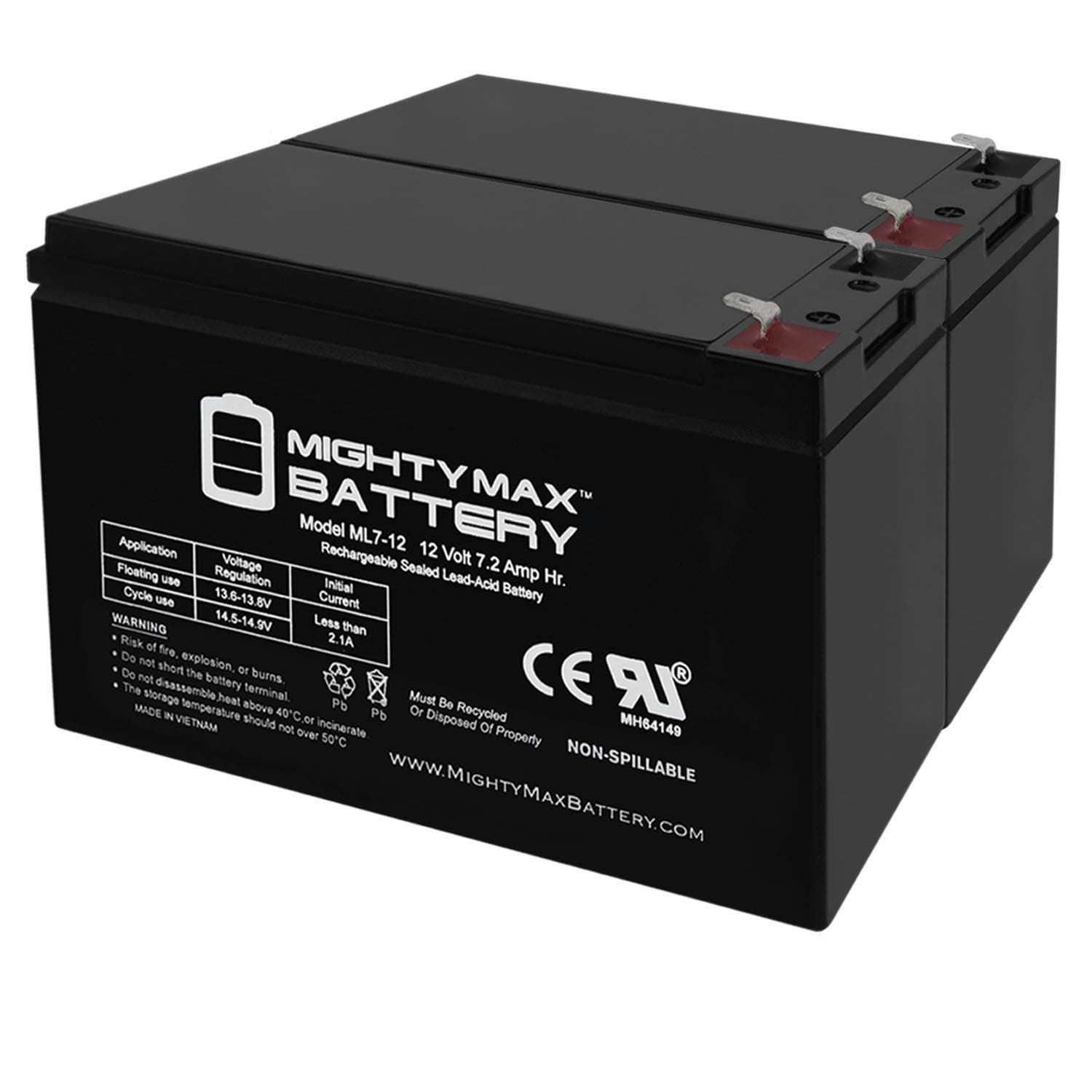 Mighty Max Battery12V 7Ah SLA Replacement for Liebert GXT2-48VBATT - 2 Pack