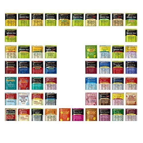 Tea Sampler 32 Classic Flavor Assortment Tea Bags in Foil with Rich Flavor Variations and Gift Box