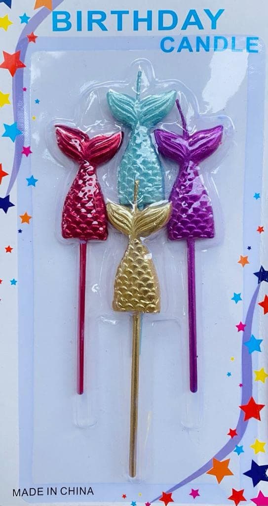 Mermaid Tail Shape Birthday Candles Set Kit for Cake Cup Cake Decoration Items for Birthday Wedding Anniversary Mothers Fathers Day for Boys Girls Adults 5Pcs (Blue and Pink)