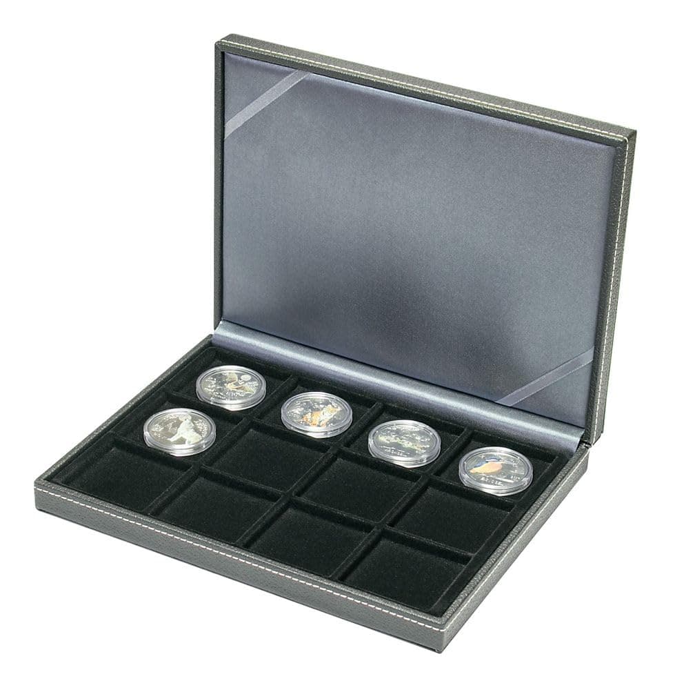 Lindner 2363-12 NERA Coin Case XM with 12 square compartments for coins or capsules with a diameter up to 52 mm