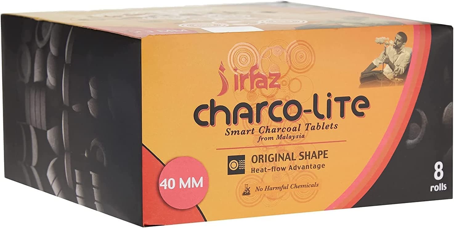 Irfaz Charco-Lite Charcoal- Smart Charcoal Tablets-Bakhoor Charcoal-Hooka Charcoal 40 Mm-80 Pcs, Yellow, Irfz-80
