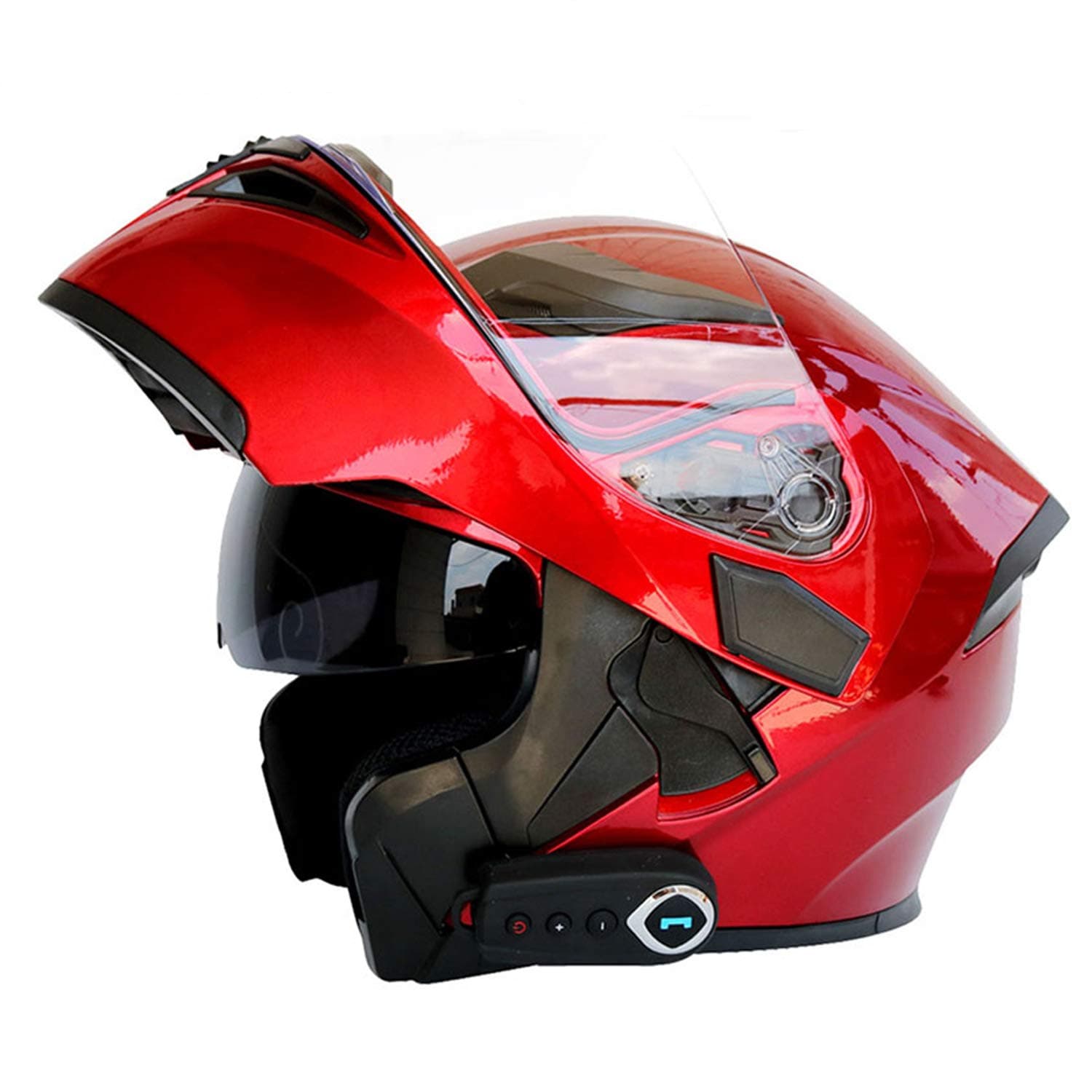 LuanYe Motorcycle Bluetooth Helmets Full Face Flip up Dual Visors Helmet Built-in Integrated Intercom Communication System