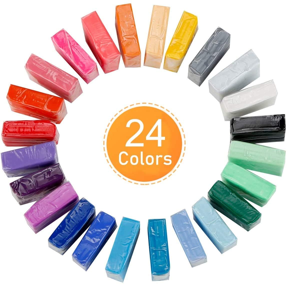 24 Color Oven Bake Polymer Clay Set, Non-Toxic, Multi-Colored, 0.85lb, Modeling Clay, Perfect for Kids