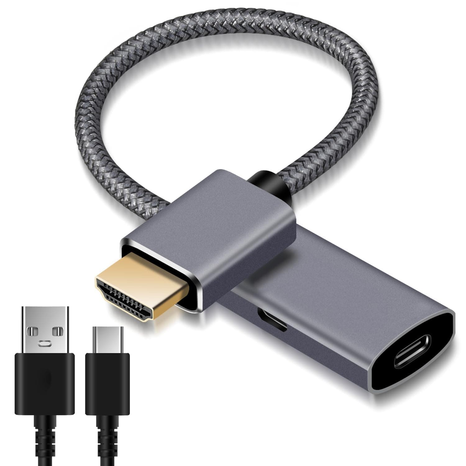 HDMI Male to USB-C Female Cable Adapter with Micro USB Cable