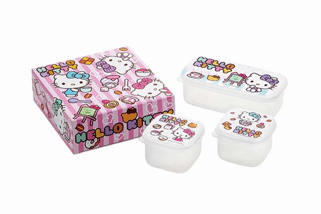 HELLO KITTY(Hello Kitty) cafe love seal container 3pc set bento box、Lunch box(Japan Import)A KT-103