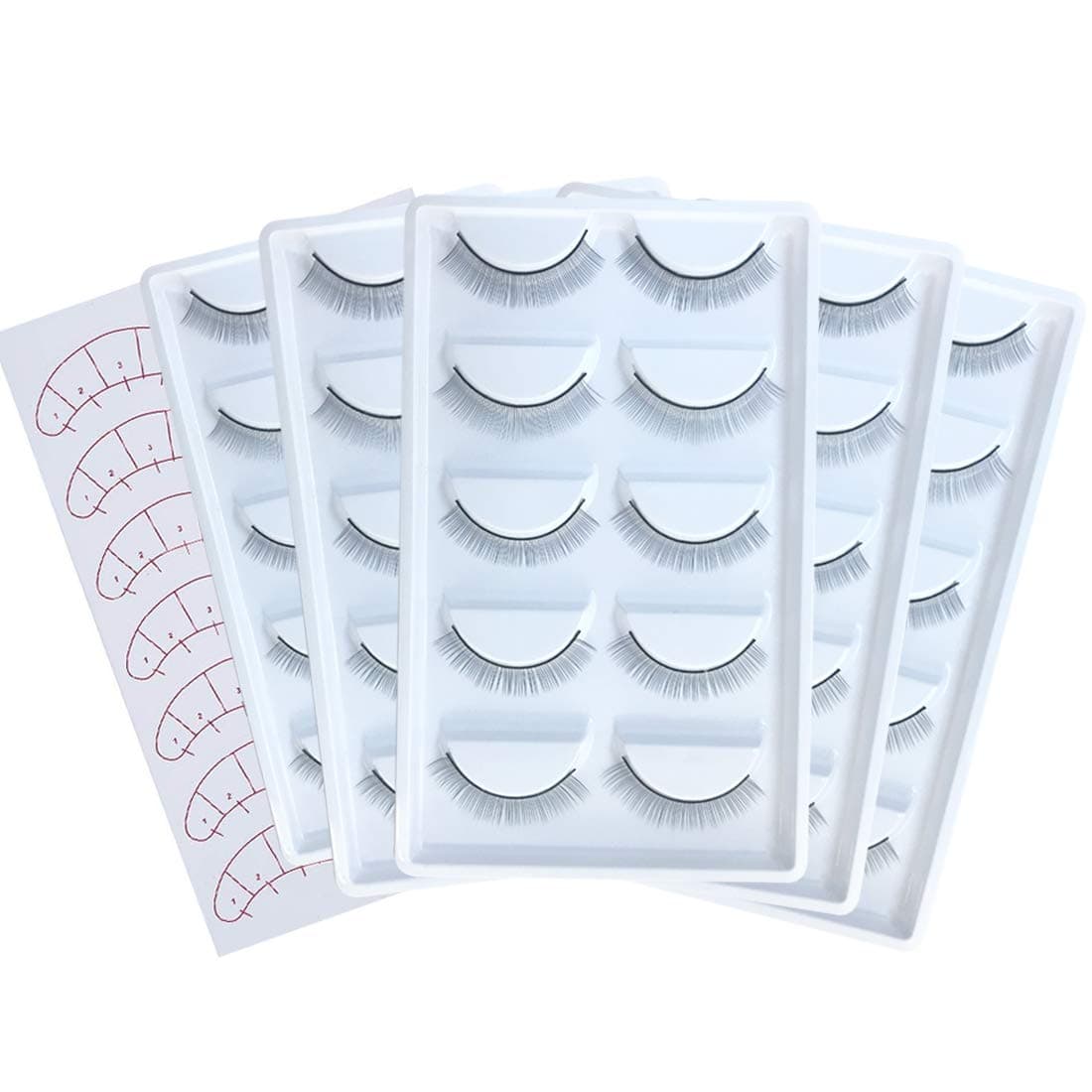 OBEYA 25 Pairs Practice Lashes for Lash Extensions on Mannequin Head or Make Own Lashes, Training Lashes Mimic Natural Lashes Self Adhesive 8mm Practice Eyelash Strips, Gift 10 Pairs Lash Mapping