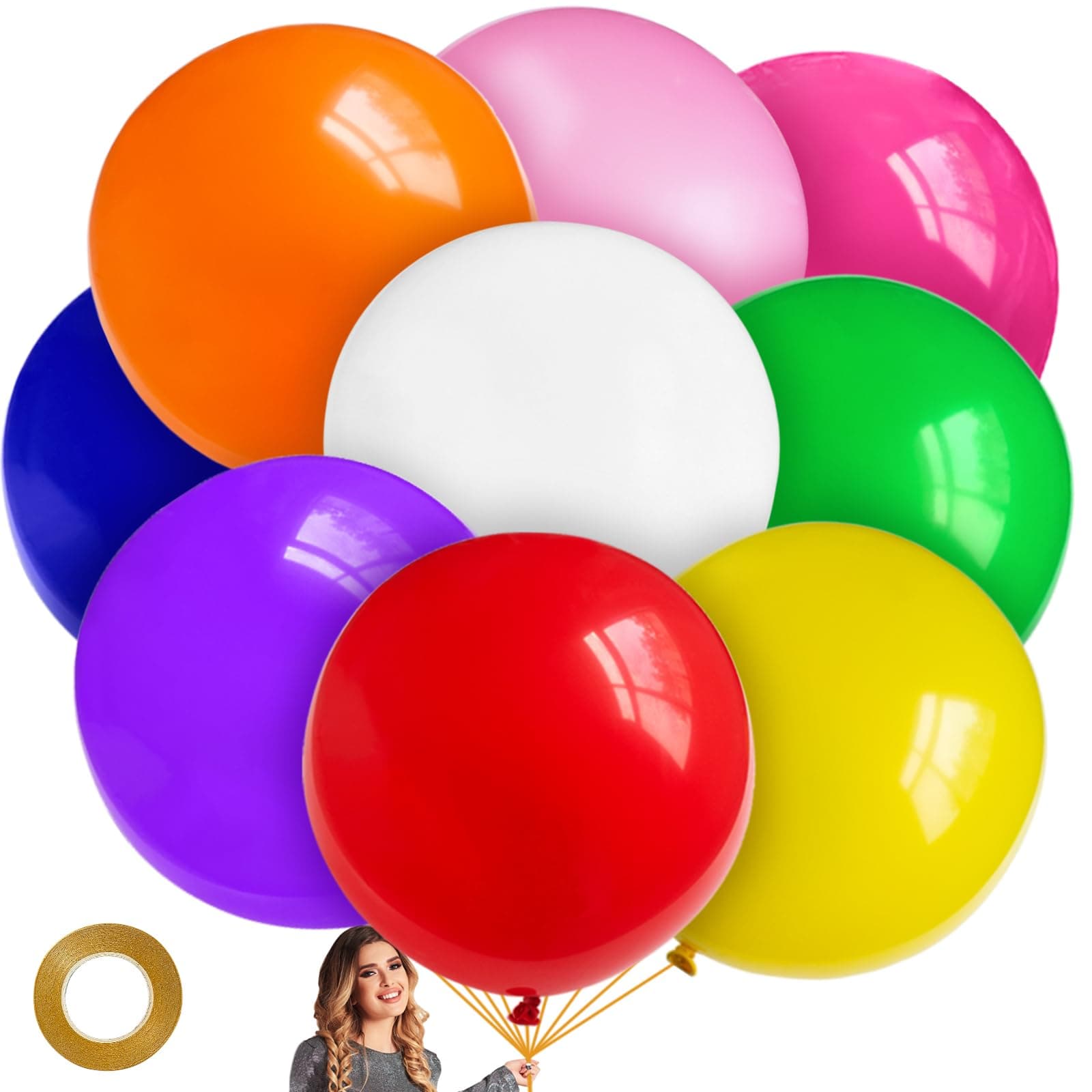 36 inch Giant Balloons 9 PCS Assorted Colour Big Balloon Jumbo Latex Balloon Decorations for Wedding Birthday Party Baby Shower Carnival