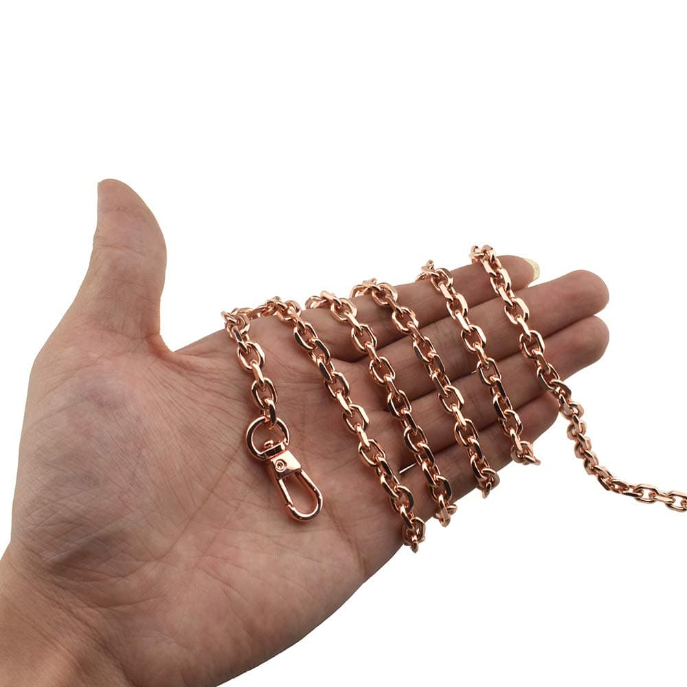 HAHIYO Mini Pochette Purse Chain Strap Thin Wide 6mm for LV Length 39.4 inches Thick 2mm Rose Gold for Shoulder Cross Body Sling Handbag Wallet Clutch Comfortable Flat Metal Strap 1 Pack