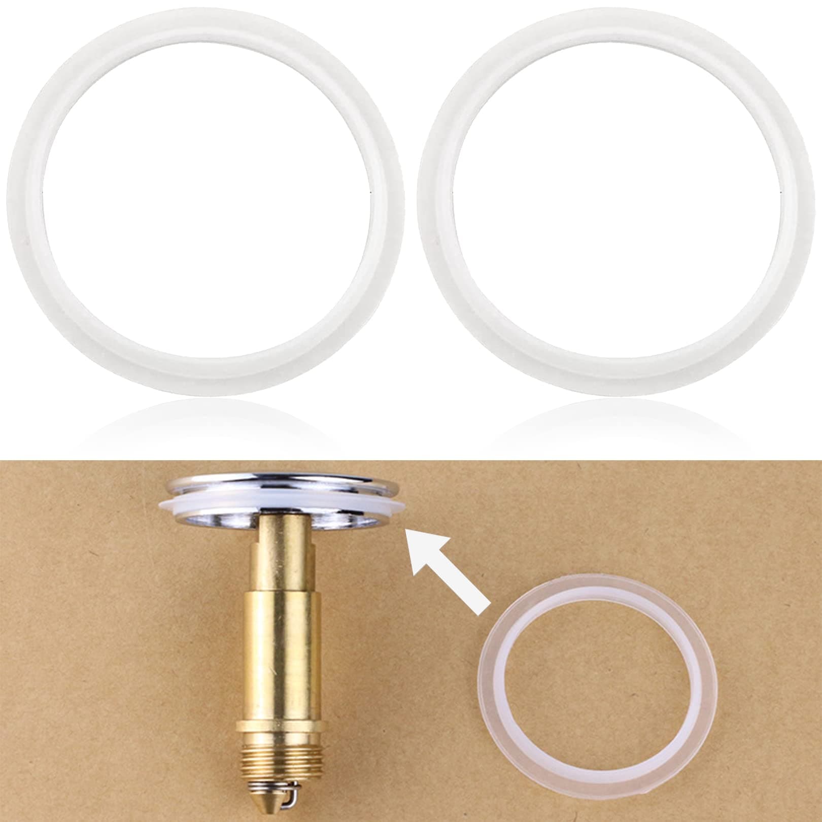 2PCS Bathroom Sink Drain Plug Stopper Rubber Seal Ring, O-Ring Seal Gasket, Basin Pop Up Plug Replacement SinkPlug for Bathroom,Wash Basin DrainPlug- 31/39mm(Transparent)