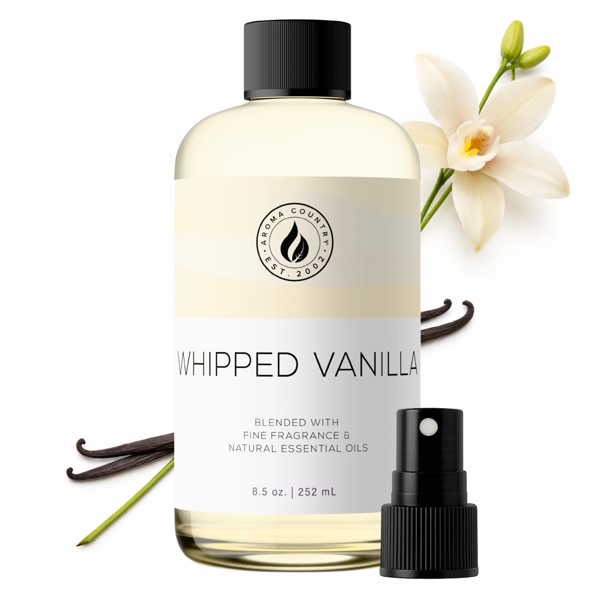 Aroma Country Whipped Vanilla Diffuser Oil - Luxury Essential Oils for Diffuser Refill & Air Freshener Room Spray - Long-Lasting & Natural Home Fragrance, Vanilla Scented Oil (8.5 Fl. oz)