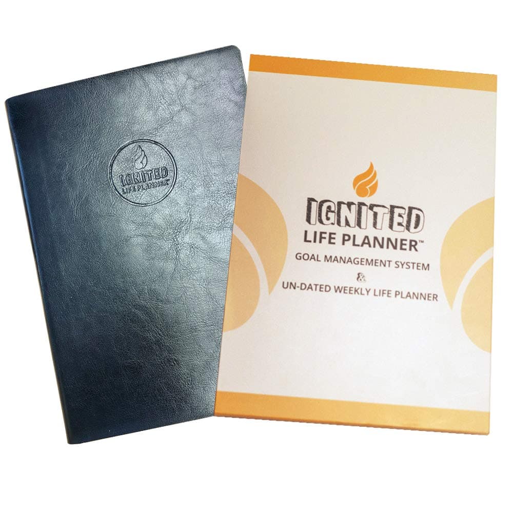 Goal Crazy Undated Planner - 90 Day Guided Journal, 2021 2022 Weekly Organization, Productivity Habit Tracker, Inspirational, Life Setting, Leather, Almond Pages (black)