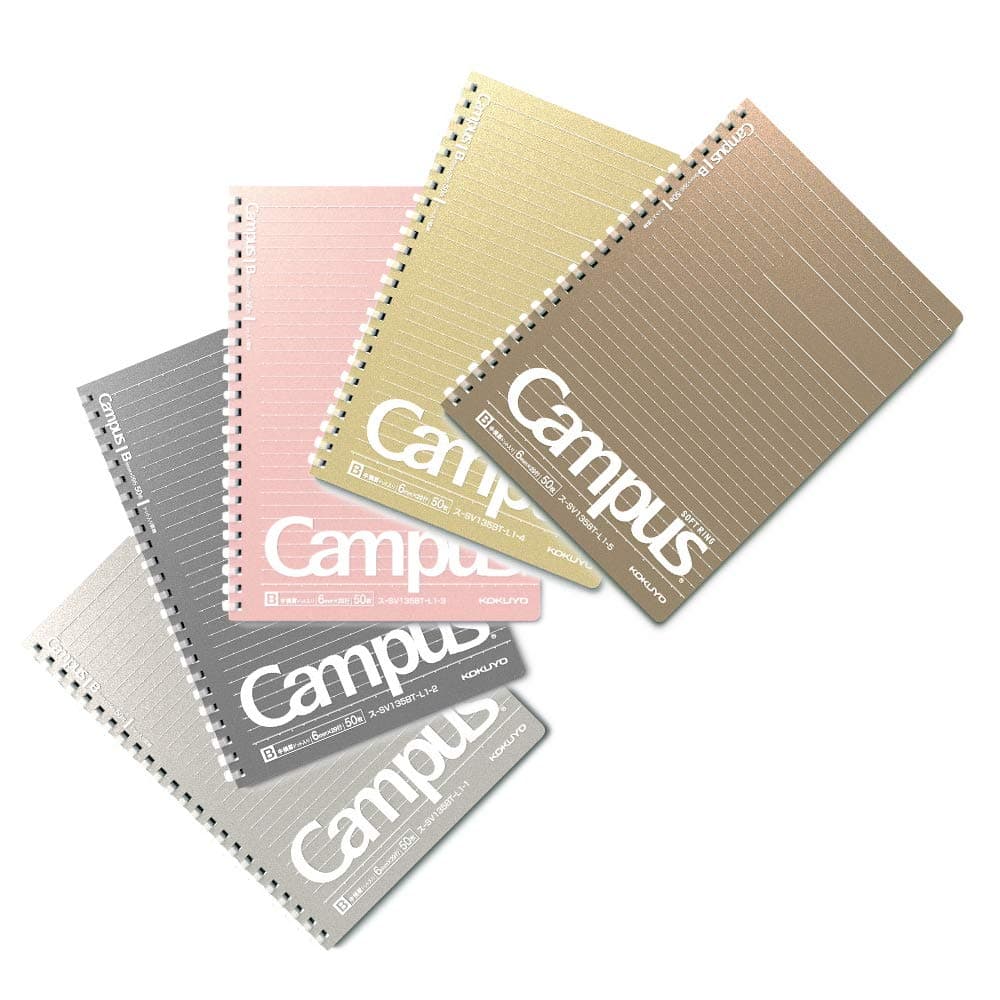 Kokuyo Campus note Soft ring dotted ruled lines, A5 (50 sheet) 5 metallic colors Silver, Metallic Black, Pink Gold, Gold and Bronze, 10 years anniversary limited, for business, University, High school