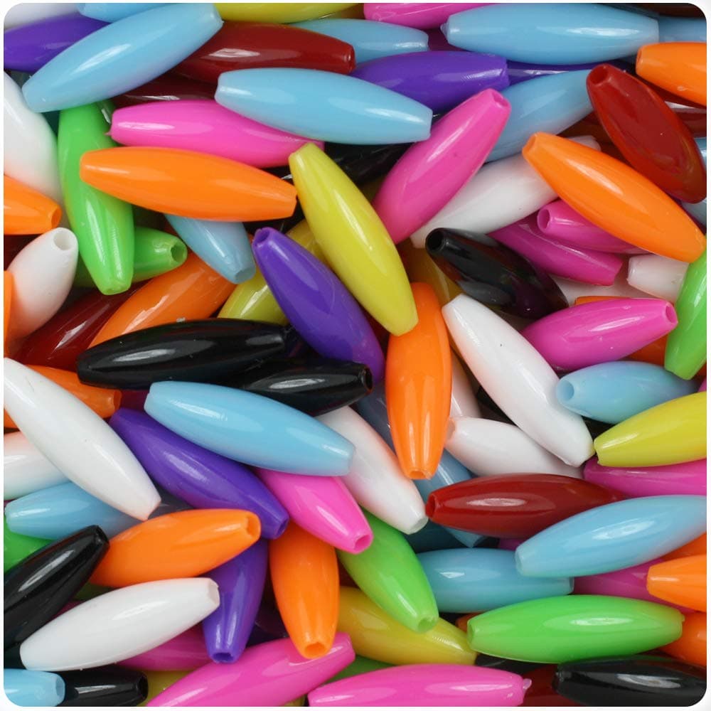 BeadTin Opaque Multi 19mm Spaghetti Craft Beads (150pcs)