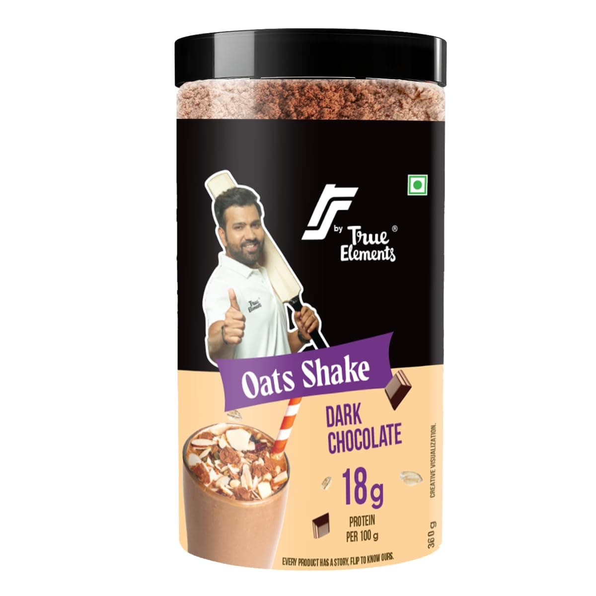RS By True Elements Oats Shake Dark Chocolate, 400gm | 18g Protein per 100g