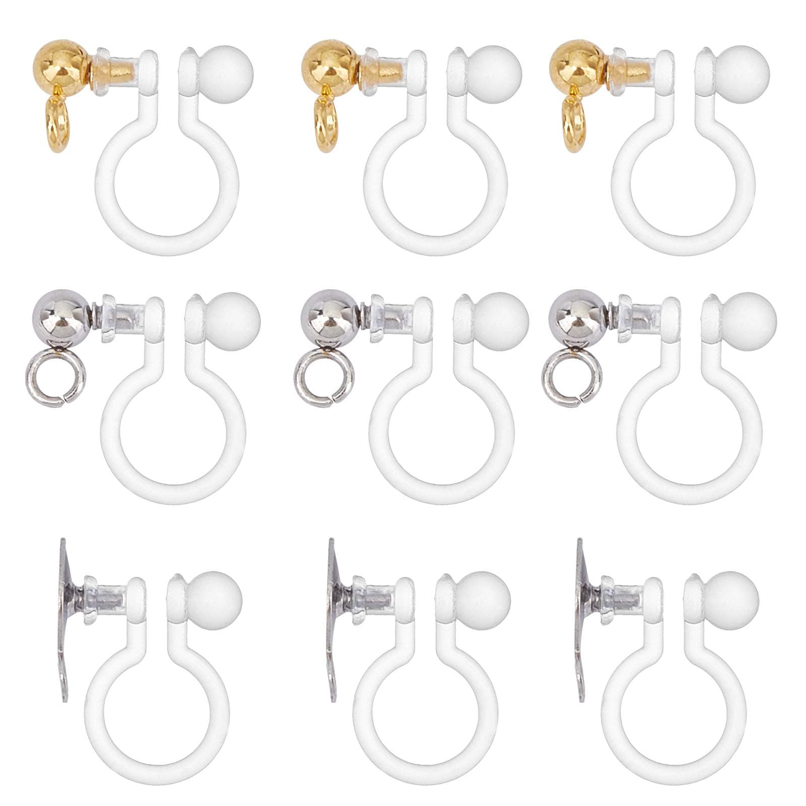UNICRAFTALE About 30pcs 3 Styles Clip-on Earring Component 304 Stainless Steel Findings Golden & Stainless Steel Color Clip-on Earring with Loop for DIY Earring Jewelry Making