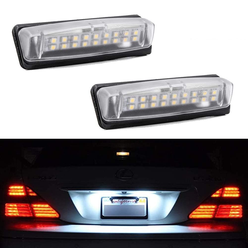 2Pcs Full LED License Plate Light for Lexus IS300 GS300 GS400 GS430 ES300 ES330 RX330 RX350 Toyota Prius Powered by 18-SMD Xenon White LED Error-Free