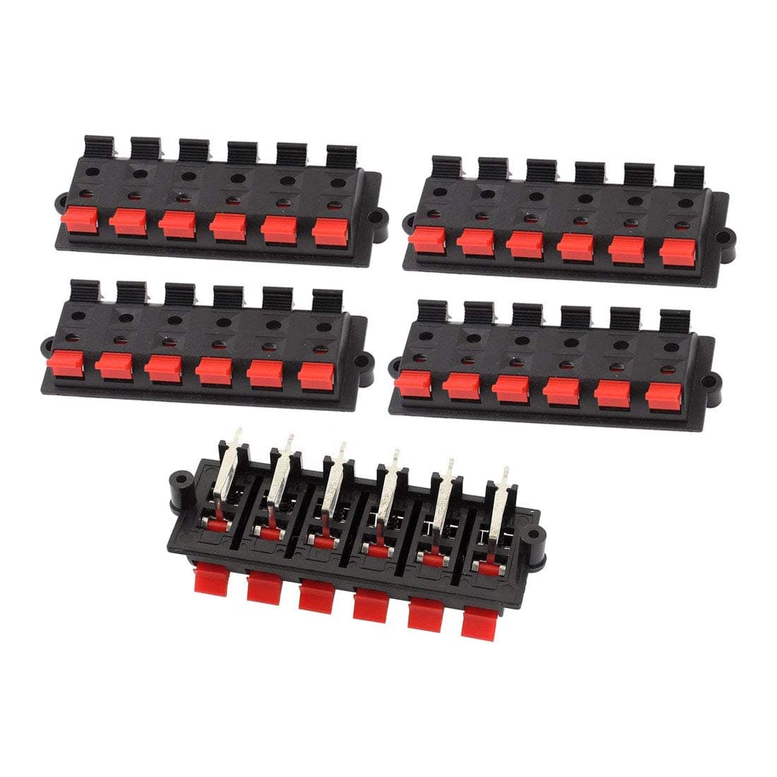 aodesi 5pcs 12 Way Push Release Connector Plate Stereo Speaker Terminal Strip Black