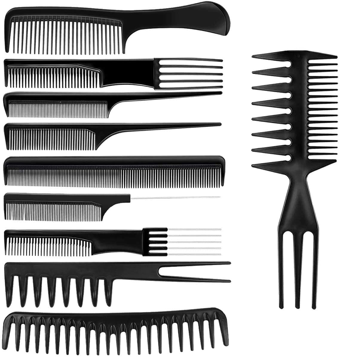 10 Pack Hair Combs Set - Anti Static Coarse Fine Toothed Tail Teasing Waves Pick Combs for Professional Hairdressing, Barbers & Salon