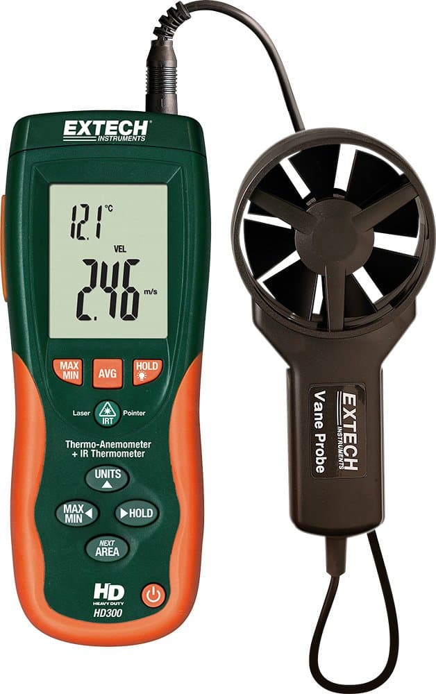 Extech HD300 CFM/CMM Thermo-Anemometer with Built-in Infrared Thermometer