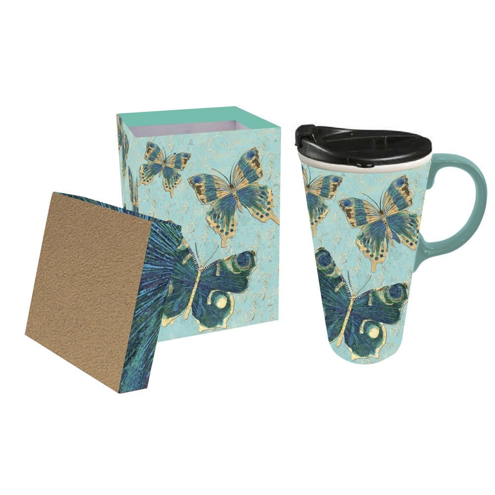 Metallic Butterfly Ceramic Perfect Cup - 5 x 7 x 4 Inches