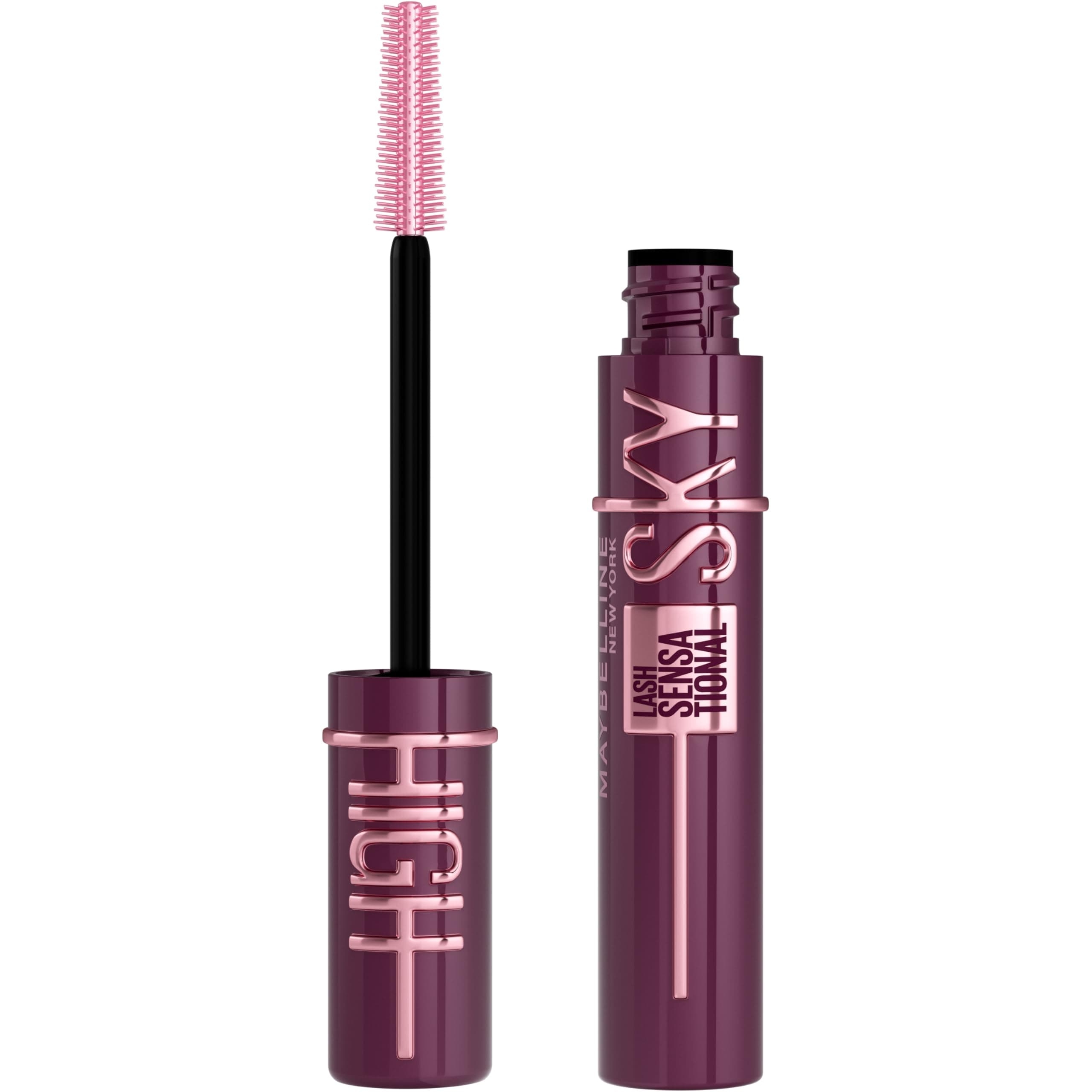 Lash Sensational Sky High Mascara Makeup, Volumizing, Lengthening, Defining, Curling, Multiplying, Buildable, Washable Formula, Burgundy Haze, 1 Count