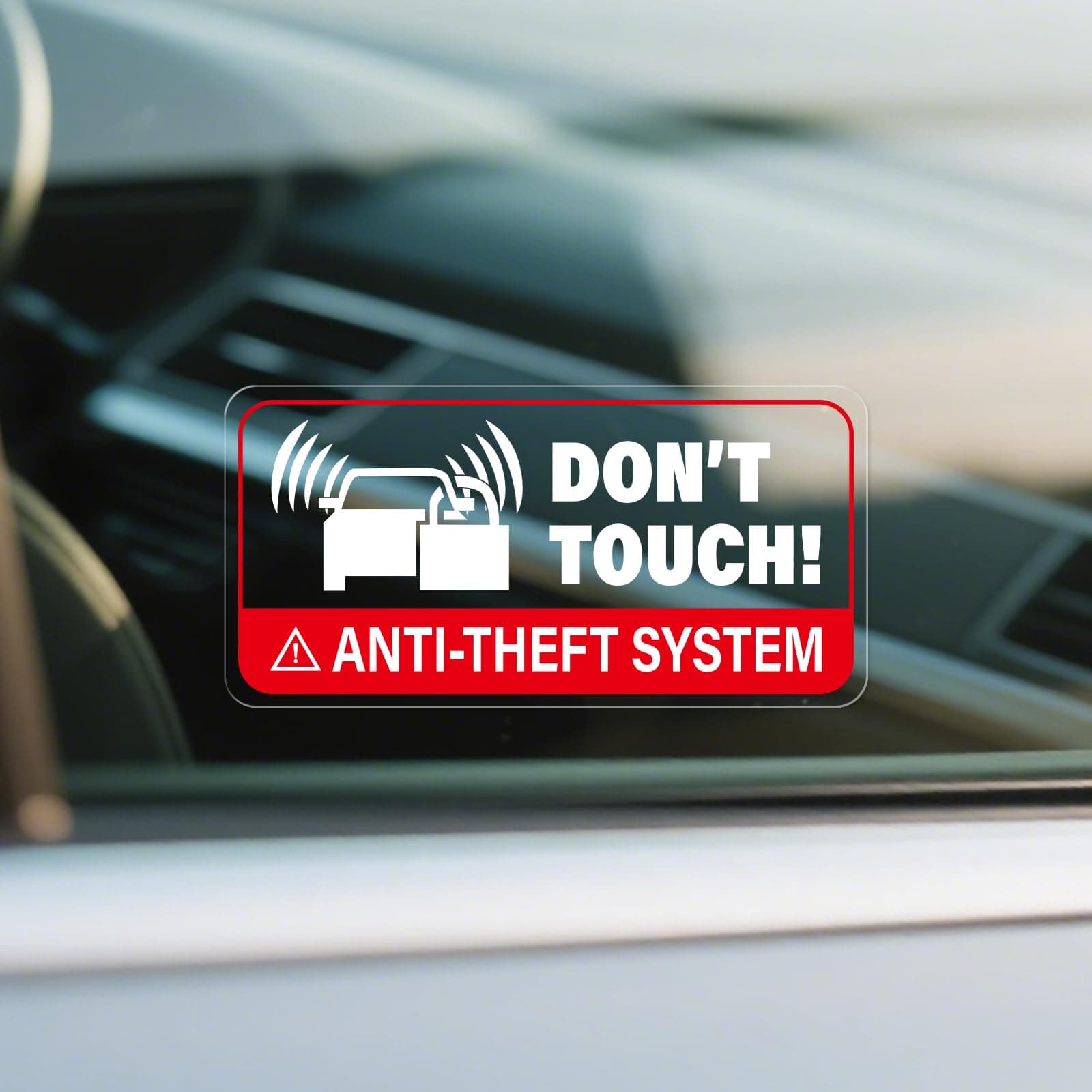 Anti-Theft System Car Sticker 4 × 2 Inches Don't Touch Self Adhesive Vinyl Vehicle Windows Safety Warning Decals GPS Tracking System Equipped Waterproof Door Cling 10 Pack