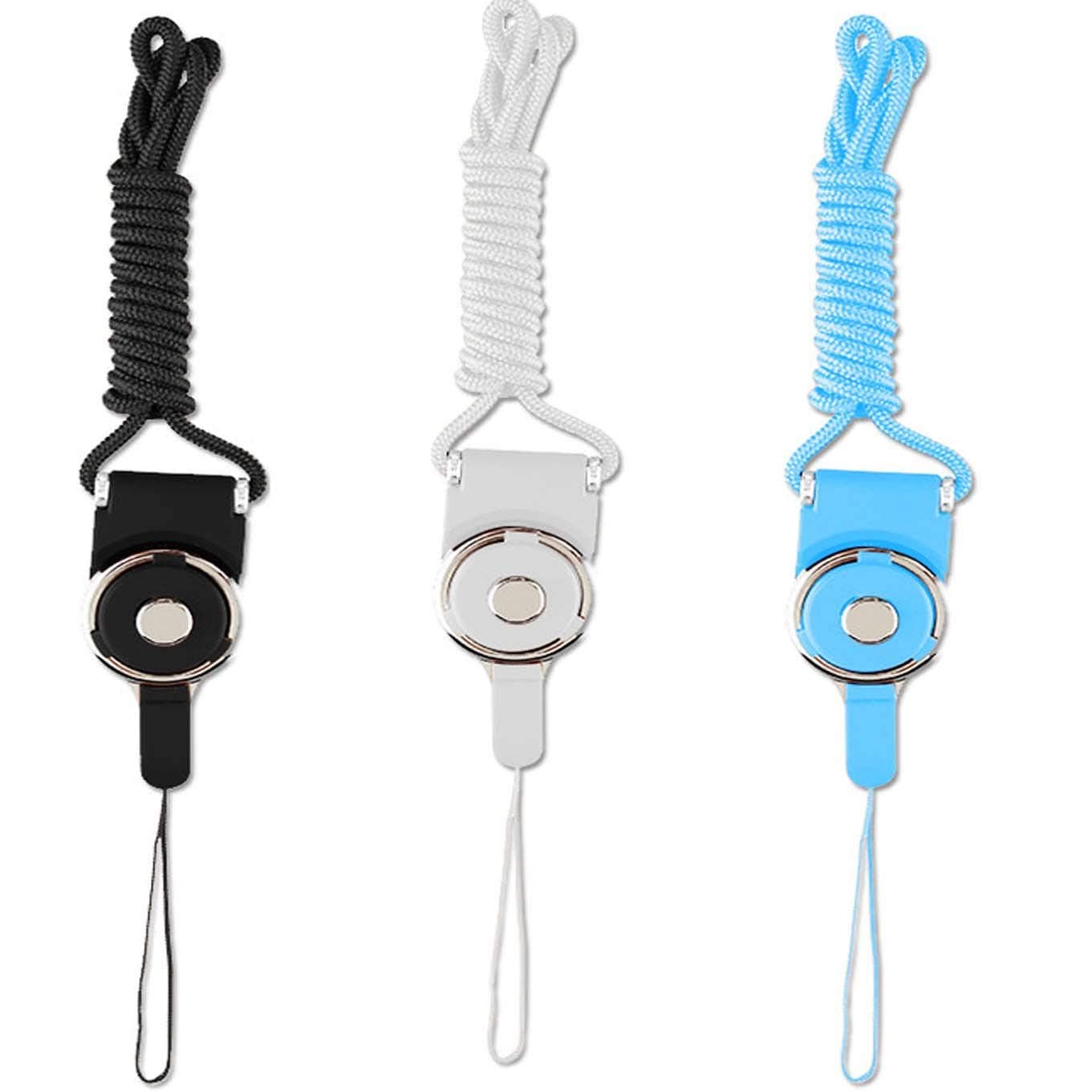 Phone Neck Strap Lanyard Quick Release ID Holder Neck Lanyard,3 PCS 19" Detachable Necklace Neck Band,Office Breakaway Strings,Keychain, for iPhone,ID Badge Holder with a Lanyard Hole-Black+white+blue