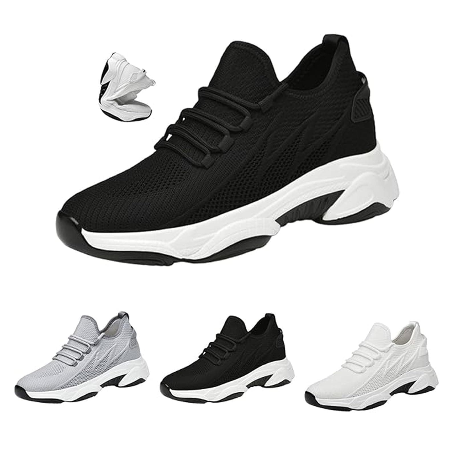 Men's Hidden Height Increase (1.6”-4”) Sneakers, Breathable Mesh Lightweight Casual Athletic Shoes