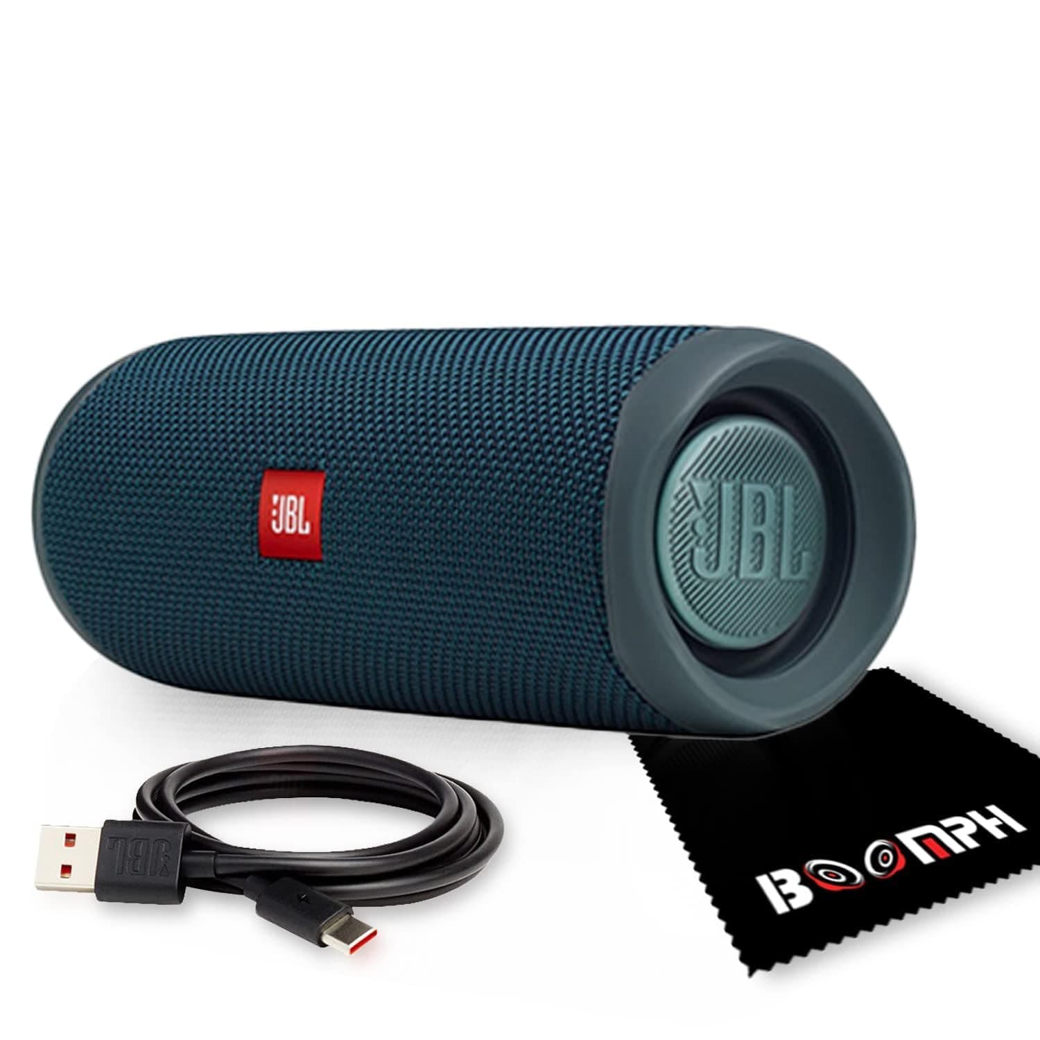 JBL Flip 5: Portable Wireless Bluetooth Speaker, IPX7 Waterproof - Blue - Boomph's Comprehensive Ultimate Performance Cloth Solution for Your On-The-Go Sound