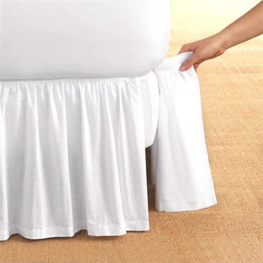 Detachable Bedskirt Dust Ruffle Queen Size 14'' Drop White