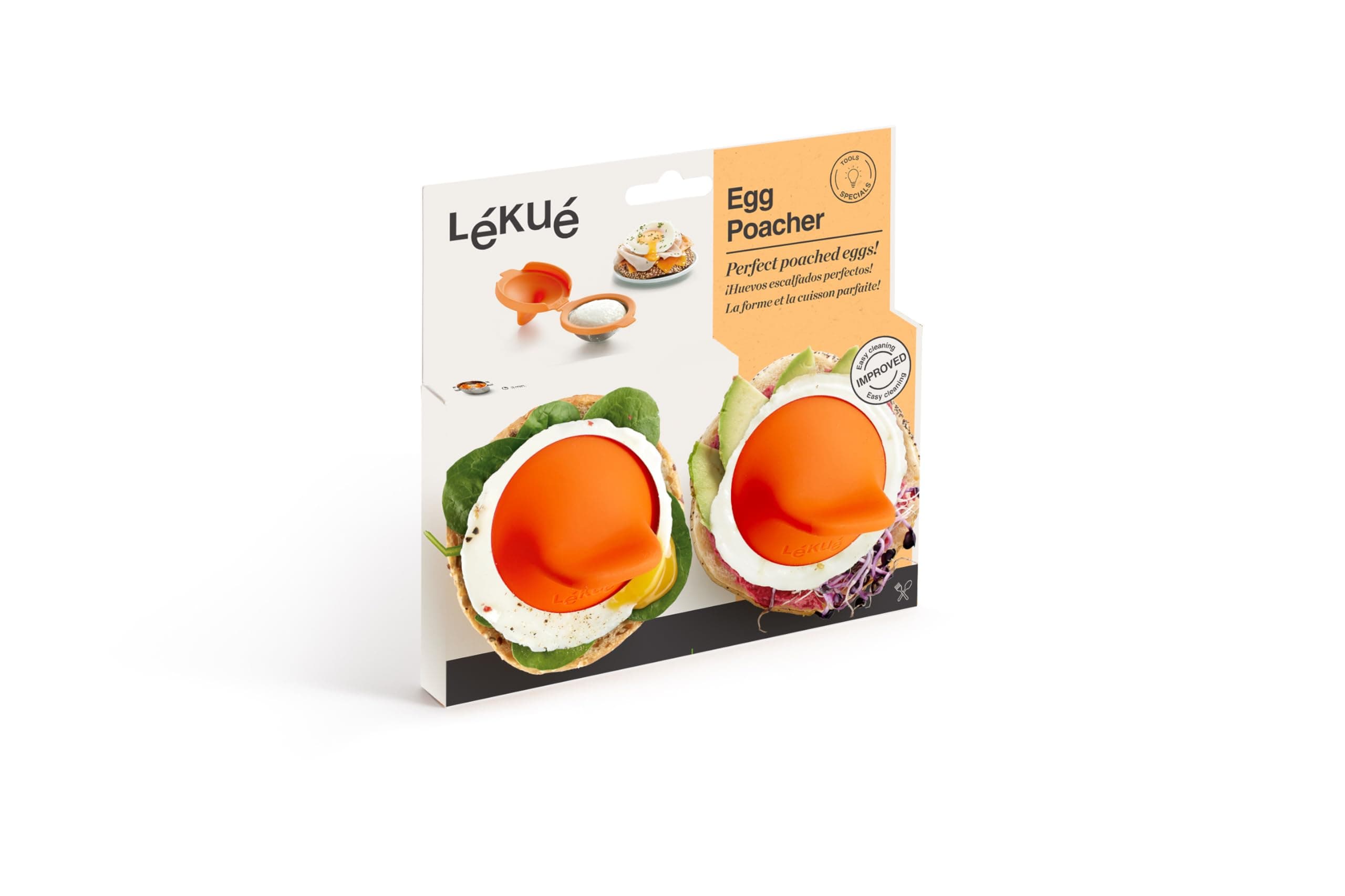 Lekue Poached Egg Maker/Poached Egg Cooker Set of 2, Orange