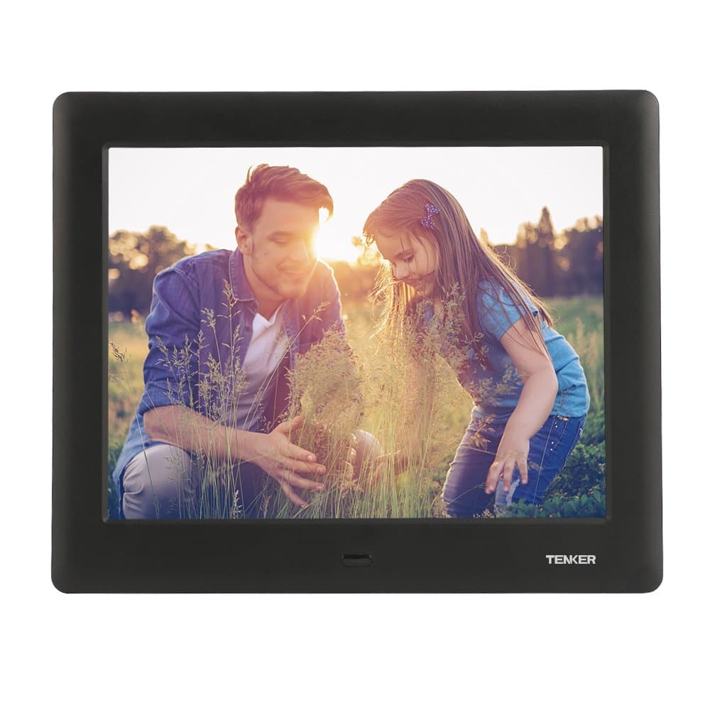 TENKER 7-inch HD Digital Photo Frame IPS LCD Screen with Auto-Rotate/Calendar/Clock Function, MP3/Photo/Video Player with Remote Control (Black) (7 inch)