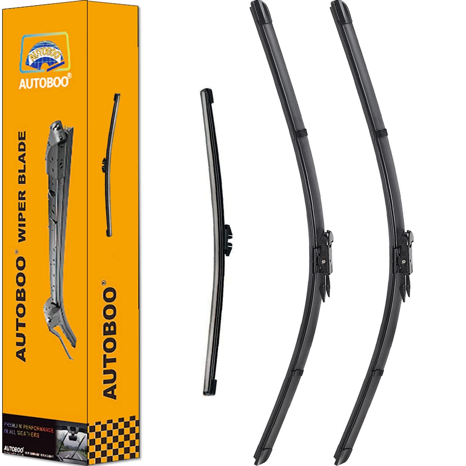 AUTOBOO 3 Wiper Blades Replacement for Ford Explorer 2011-2018,Original Equipment Replacement Front and Rear Windshield Wiper Blade - Pinch Tab 26"/22"/11" (Set of 3) OE# BB5Z-17528-E/D/A