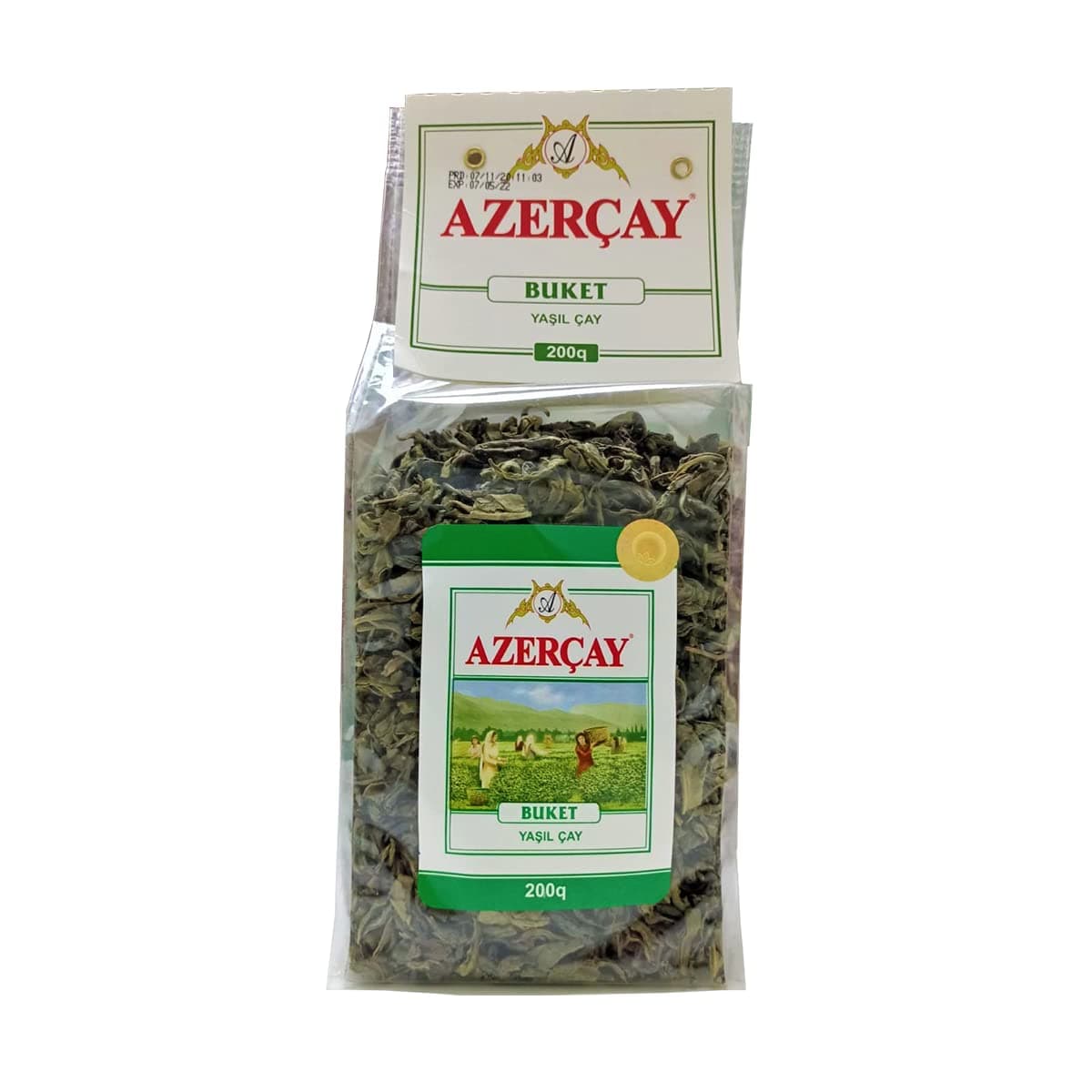 Azercay Buket Green 200 Gr Limpid Package Large-Leaf, Green Tea