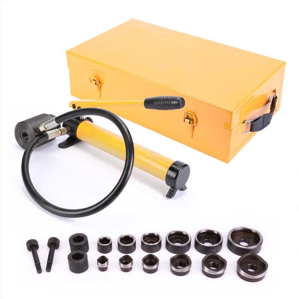 Dremepower Hydraulic Punch Hydraulic Knockout Punch Driver Kit Hole Tool Pneumatic 10 Ton Hand Pump Conduit 1/2 to 2 Inch