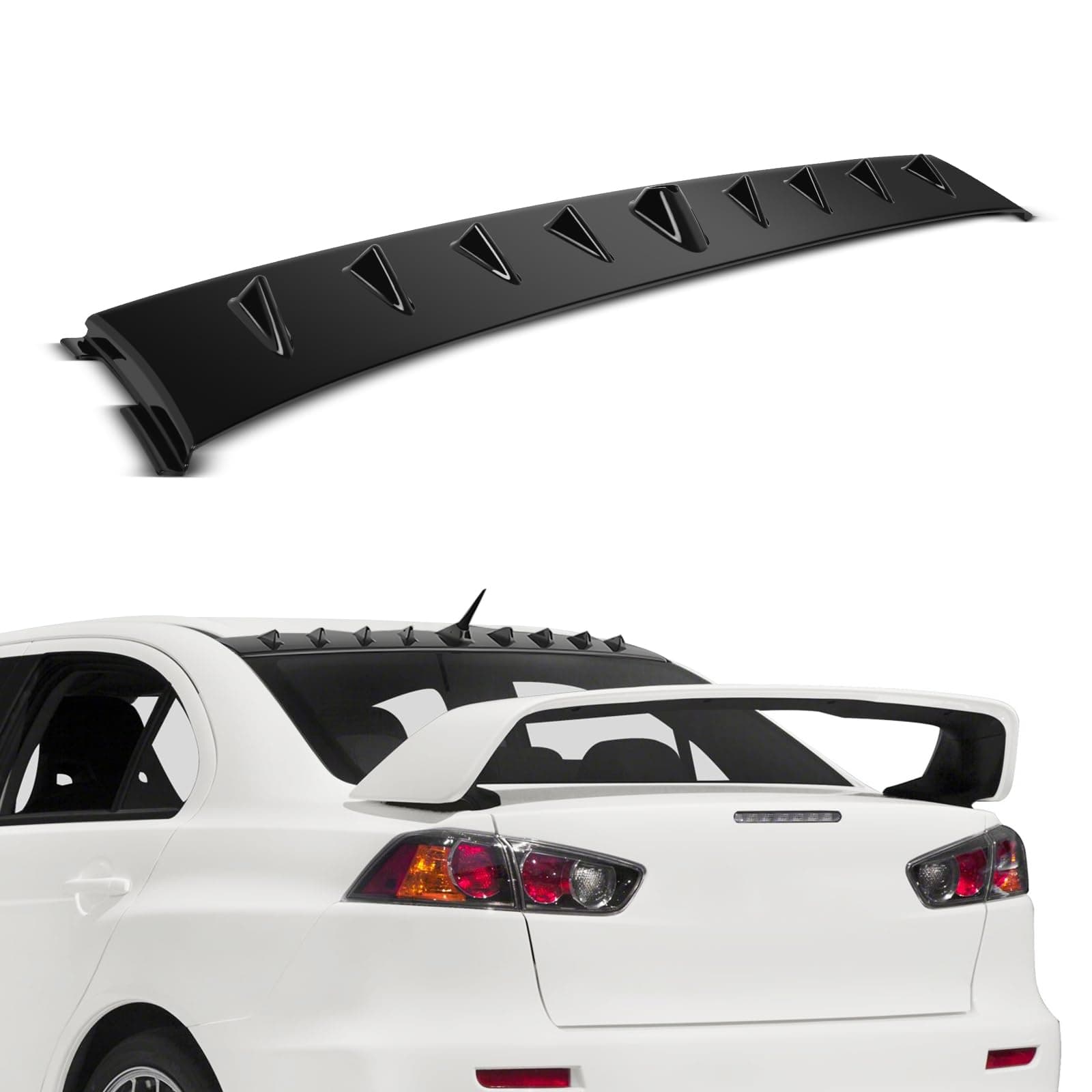SCITOO Shark Fin Spoiler Fit for Mitsubishi Lancer Evolution EVO 8 9 2002-2007 Gloss Black Rear Roof Vortex Spoiler Wing