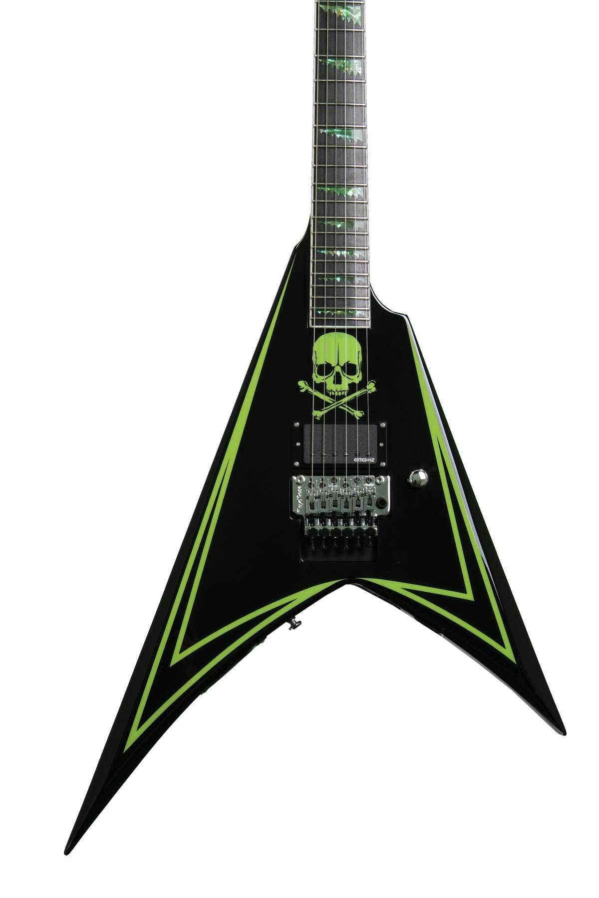 ESP LTD ALEXI-600 GREENY - Black with Green Skull Stripe