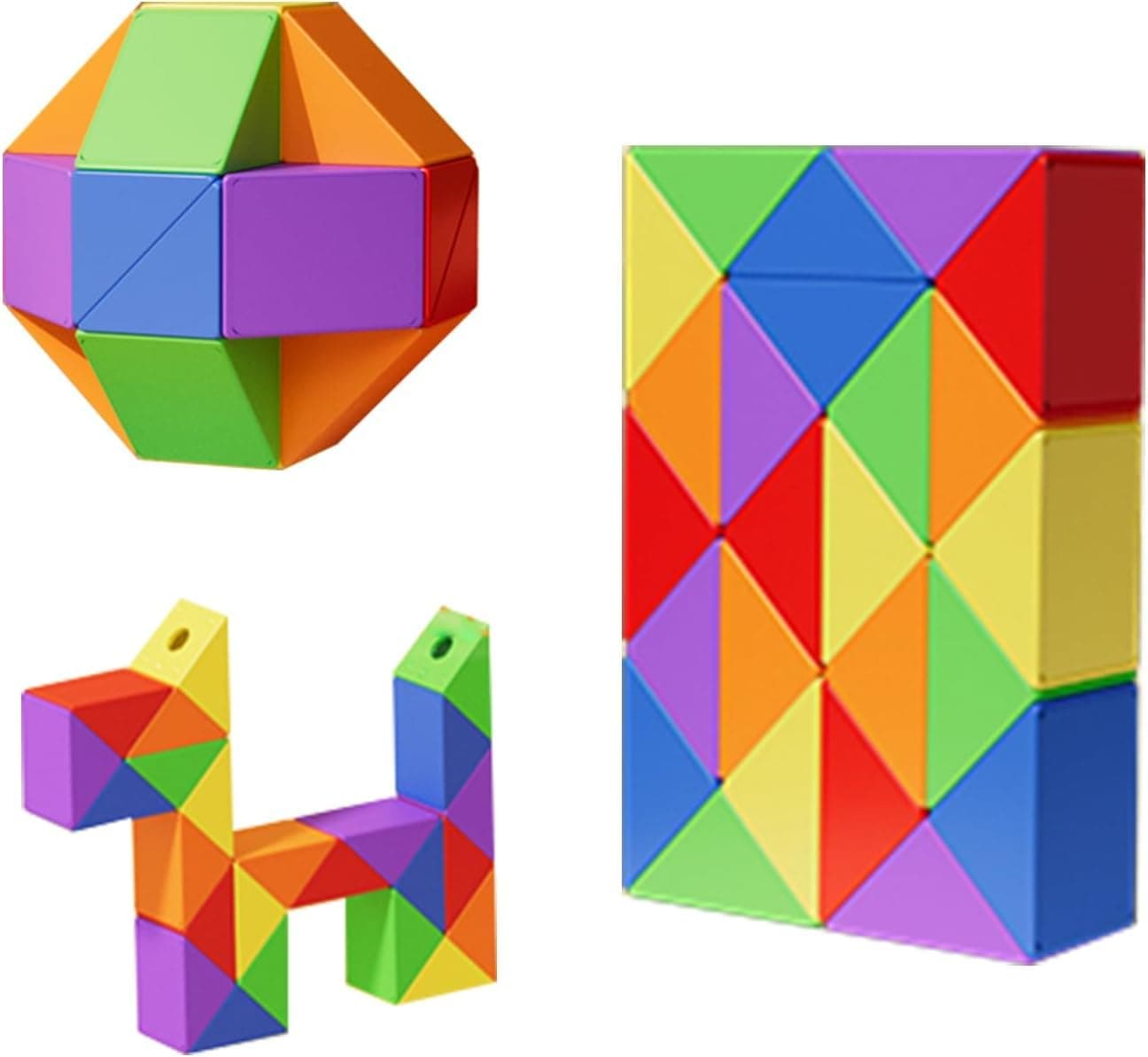 Magic Ruler Fidget Snake Cube Twist Puzzle Magic Snake Sensory Toys Fidget Snake Cube Puzzles Twist Toys for Kids Sensory Toy Brain Teaser Quiet Fidget Toys (48knots color)